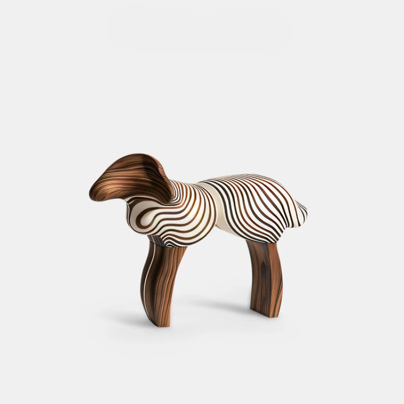 

Italian Light Luxury Creative Abstract Lamb Solid Wood Stool, Artistic Design Children's Stool, Household Animal Stool,Low Stool