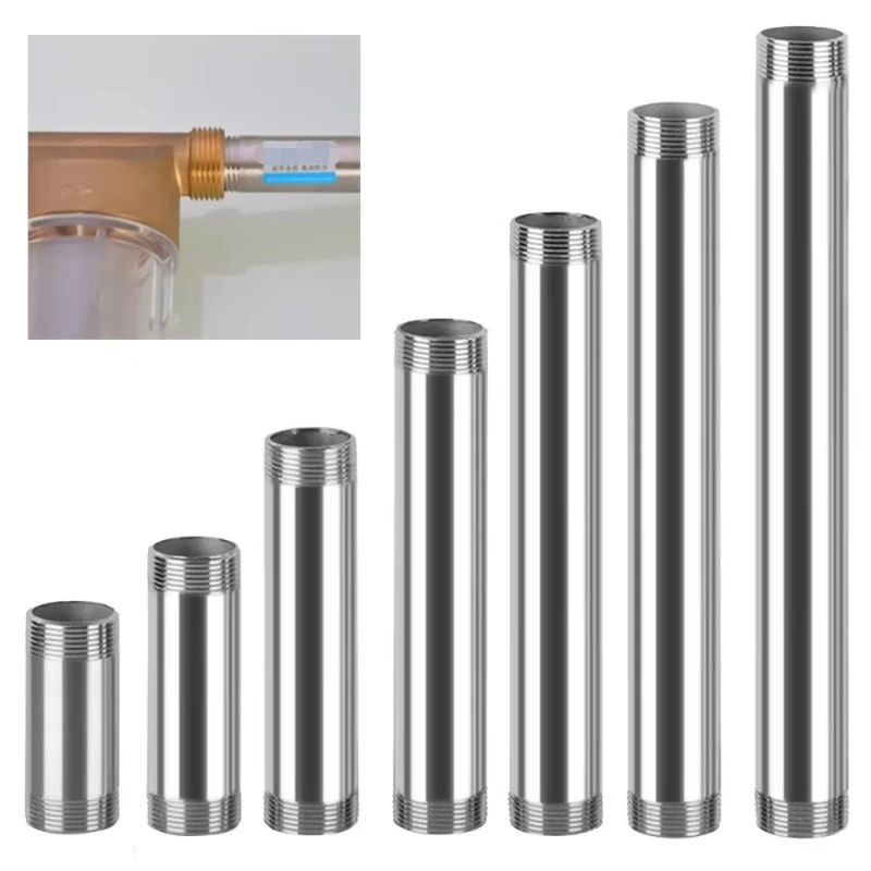 304 Stainless Steel Extension Pipe 4mm, 6mm, 1-inch Extended Length Double External Threads on Both Ends Seamless Pipe