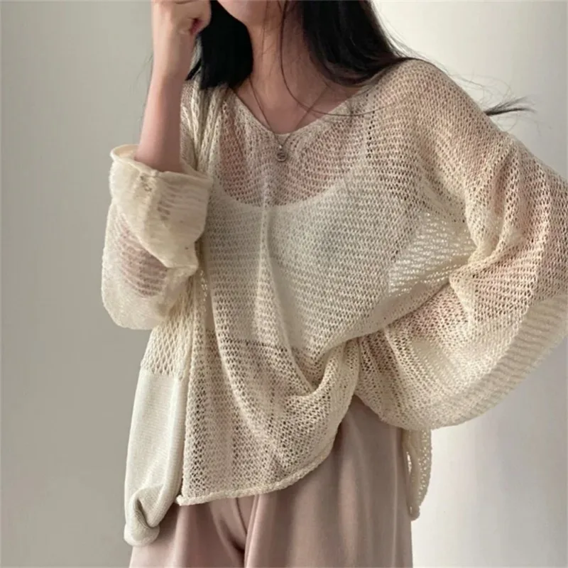 New Fashion Casual New Women Pullovers Streetwear Lazy Style Full Sleeves Jumpers Tops Hollow Out Sexy Women Chic Femme Sweaters