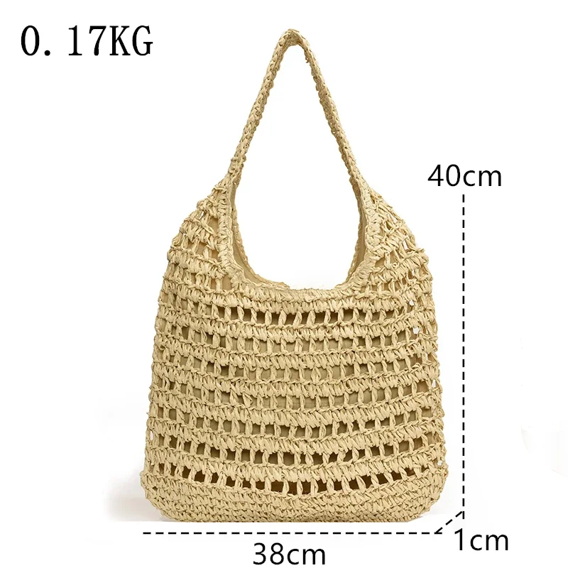 Nuova borsa di paglia estiva per le donne borse a tracolla di paglia borsa ascellare intrecciata in Rattan borsa da spiaggia all\'uncinetto in rafia