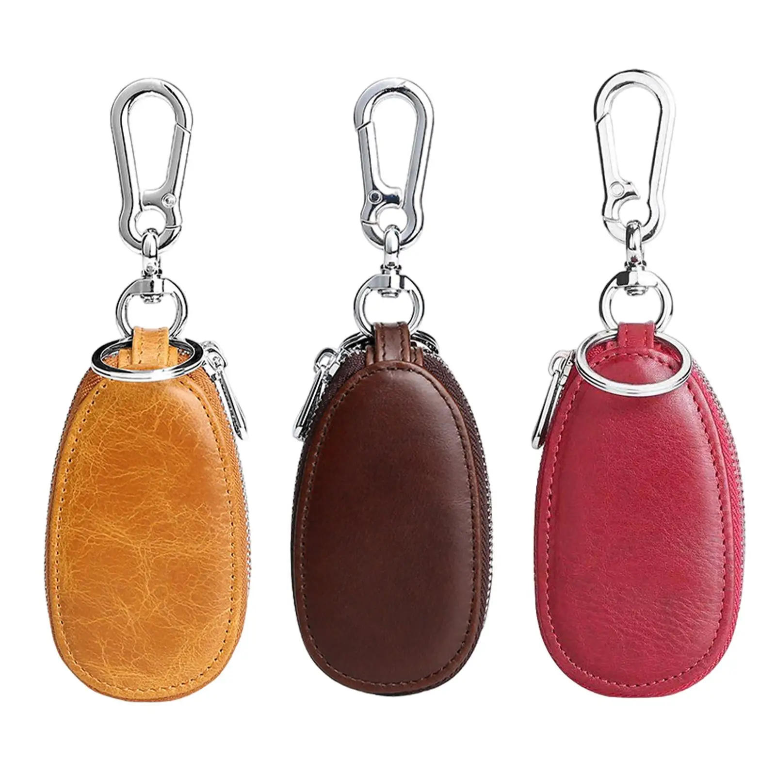 Car Key Case PU Leather Keychain Bag Stylish Keychain Cover Zipper Key Pouch