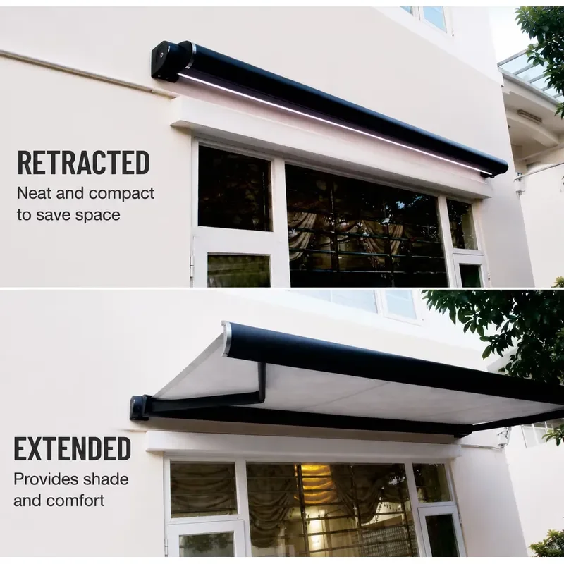 3x2.5M 5X3M Electric Full Cassette Awning with Remote Control Style UV Protection for Outdoor Garden & Balcony