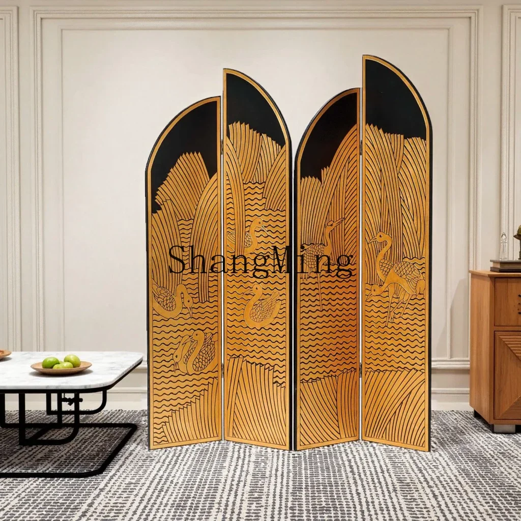 CL medieval screen folding mobile carving landscape  painting entrance partition living room blocking painted art folding screen