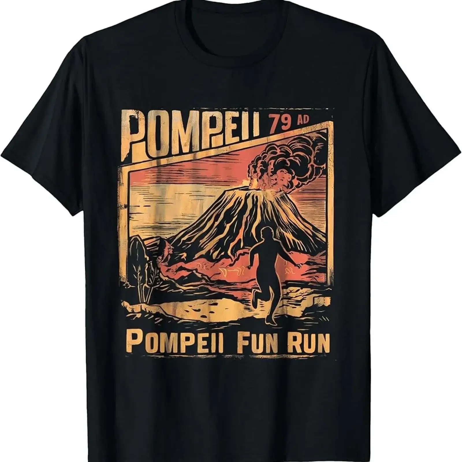 Футболка унисекс с принтом «Pompeii Fun Run Geography Volcanologist Volcanology», винтажная, с эффектом потертости, мягкая, стильная, слегка модная