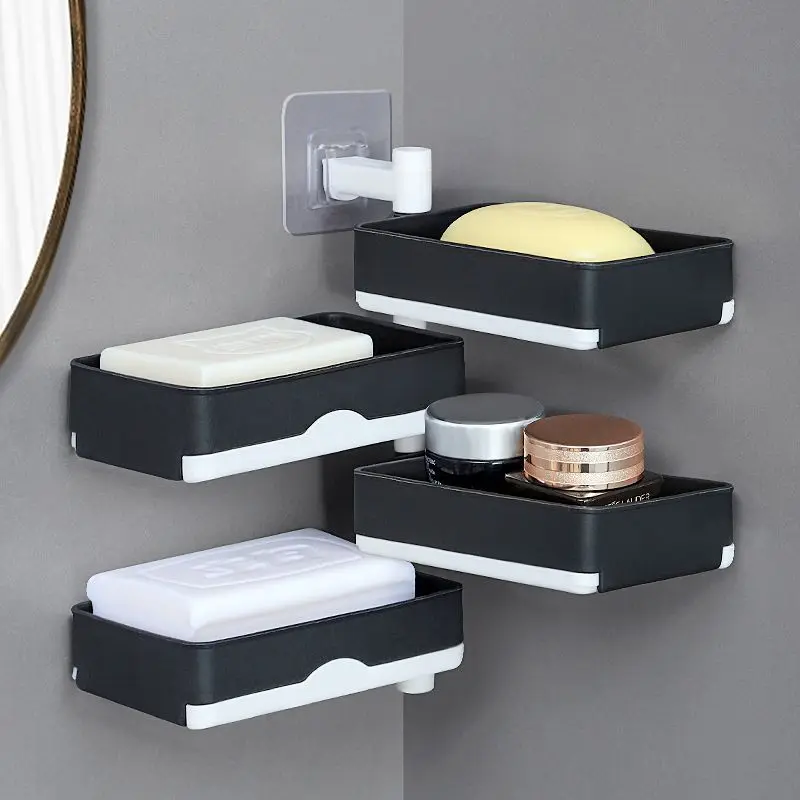 

Rotating soap box bathroom wall mounted drain soap box for home use without punching creative storage box shelf
