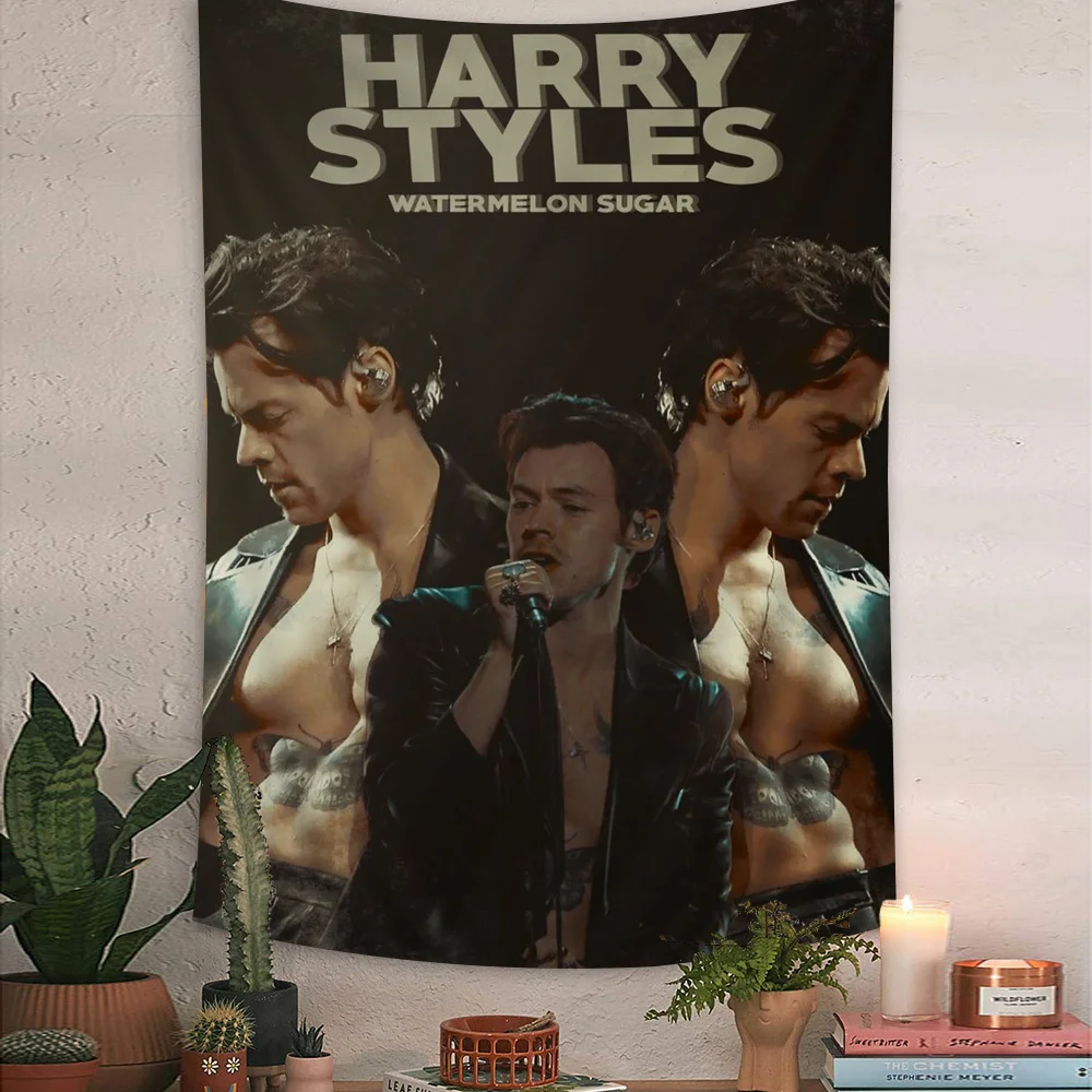 Singer H-Harry Music Styles DIY Wall Tapestry Hippie Flower Wall Carpets Dorm Decor Wall Art Decor