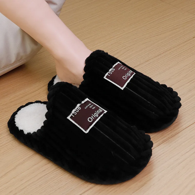 

New Men Soft Sole Slippers Women Winter Fur Slippers Fuzzy Plush Female Slippers Warm Furry Comfortable Shoes Indoor Slides