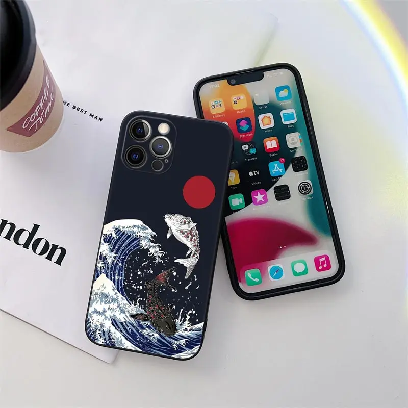 Katsushika Hokusai Japanese Art Great Wave Phone Case for iPhone 11 15 Pro Max Case 14 Plus 13 Pro 12 11 X XS XR 8 SE Soft Cover