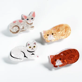 Pinces à cheveux pour femmes Chats animaux Dessin animé Kawaii PVC Prises à cheveux Simulation personnalisée Accessoires pour cheveux Filles 8 meilleures barrettes à cheveux pour chat en vente - No 3