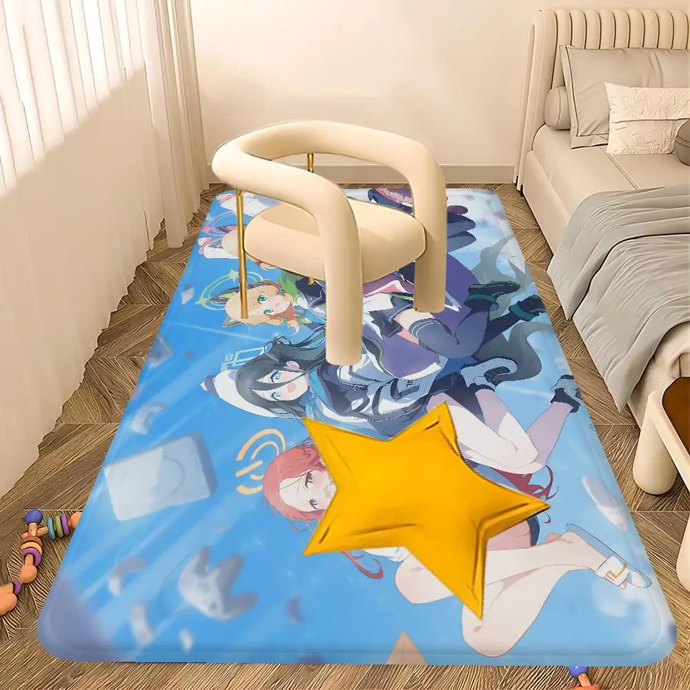 Popular Mobile Game B-Blue A-Archive Floor Mat Cheaper Anti-slip Modern Living Room Balcony Printed Bedside Mats