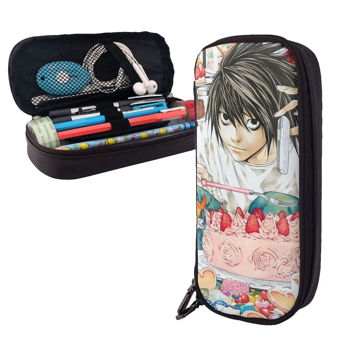 Deaths Notes Ryuk Anime Leather Pencil Cases Pencil Pouch Stationery Supplies Large Storage Pen Box Pencil Bag for Studen School