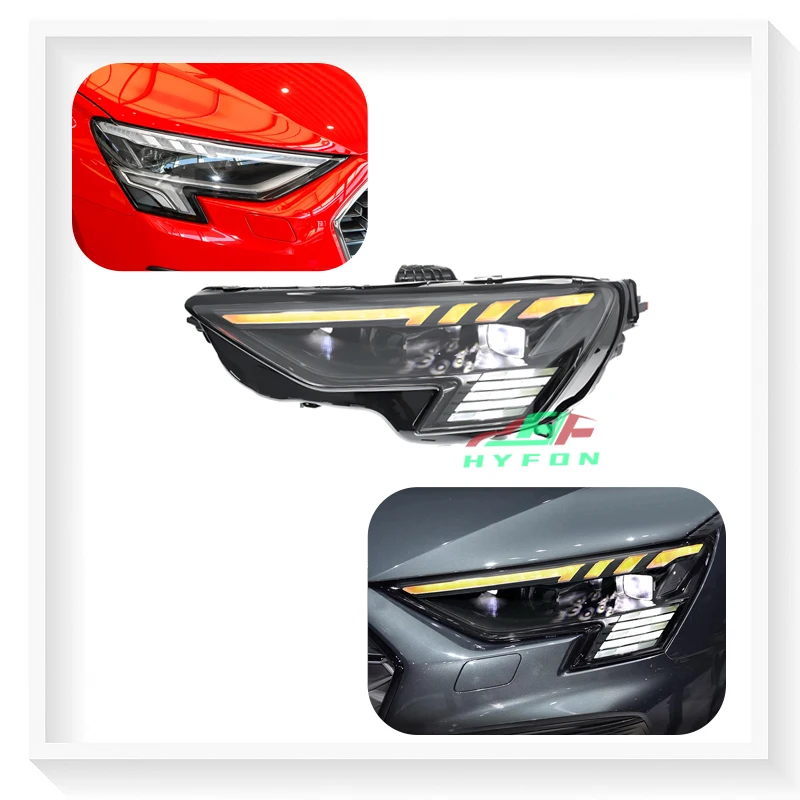 

For Audi A3 2021-2024 Low Match Upgrade High Match matrix Full LED Headlight Assembly Double Lens Flow Turn signal Plug and Play
