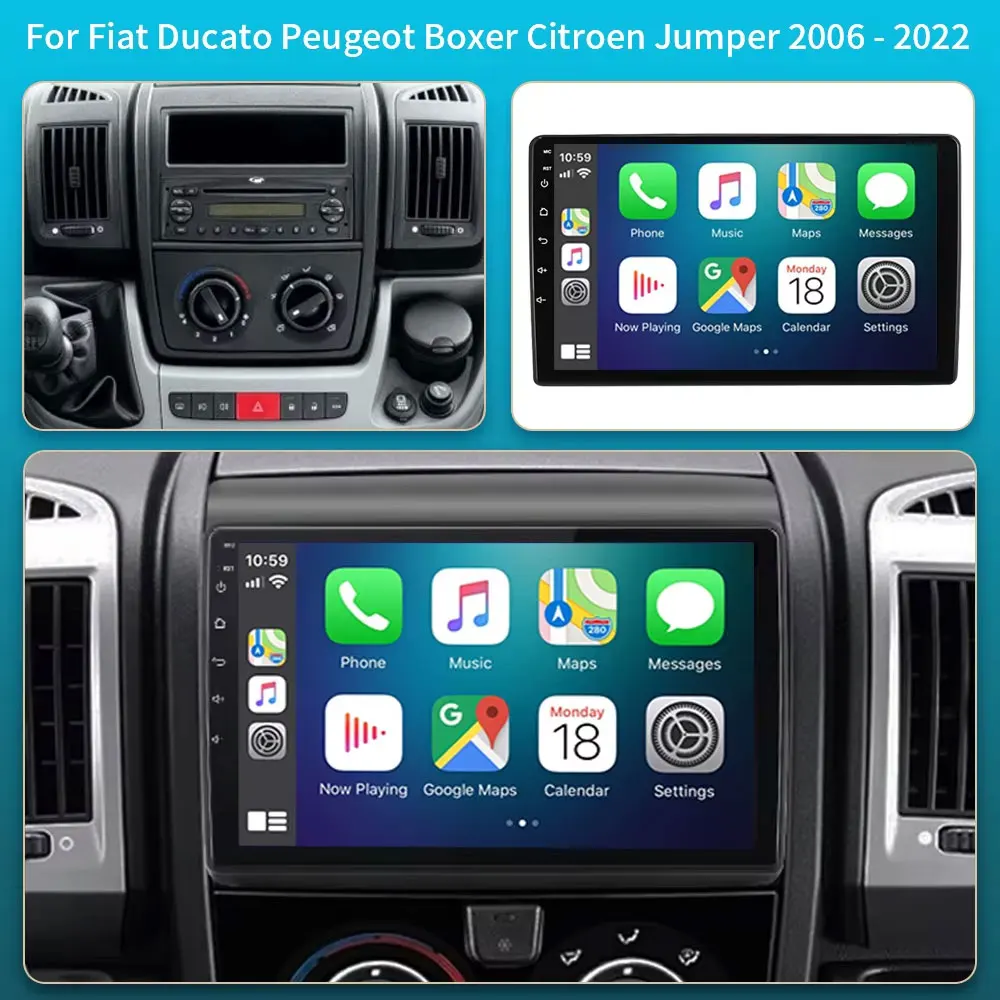 Android 16 radio For Fiat Ducato Peugeot Boxer Citroen Jumper 2 2006-2022 Car stereo Multimedia Player Carplay Auto GPS navigati