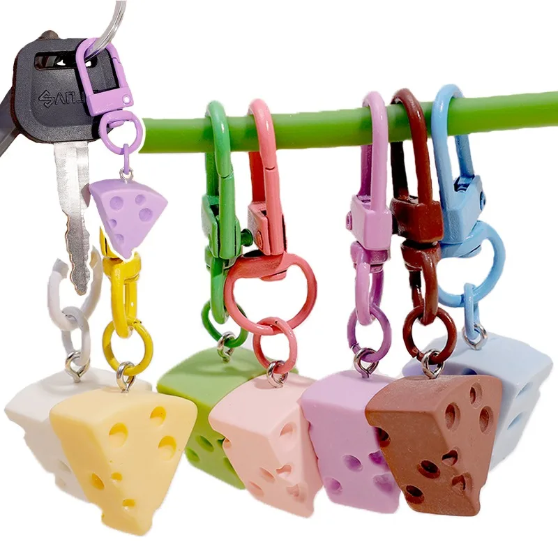 INS Style Colorful Sweet Cute Creative Cheese Keychain Candy Color Versatile Cream Cheese Block Jewelry Simulated Food Pendant