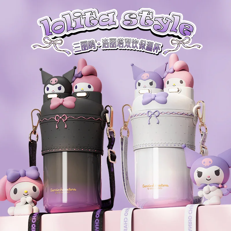 Sanrio Hellokitty Lolita thermos cup Kuromi girls high-looking children's double drinking cup