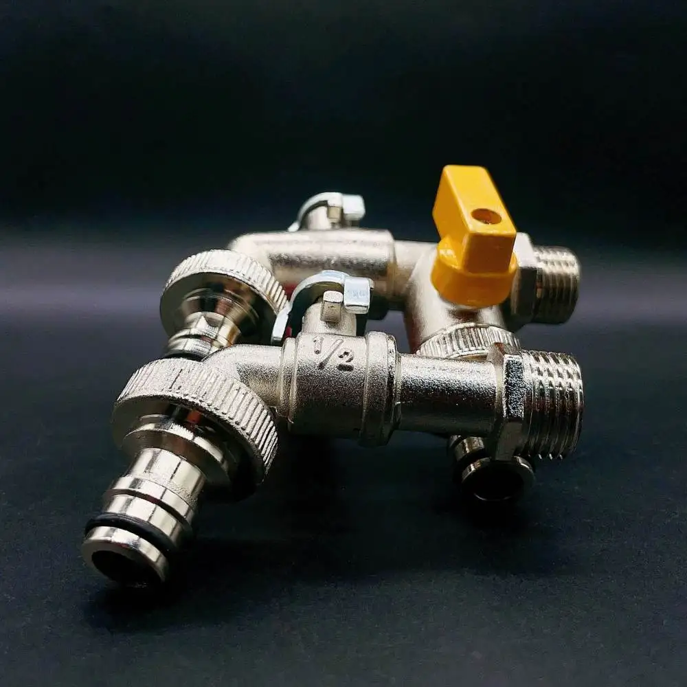 Dual Outlet Water Faucet Zinc Alloy Splitter Tap Washing Machine Garden Irrigation Bibcock Valve Adapter One In Two Out