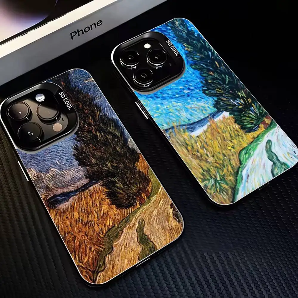 

Van Gogh Cypress Wind Phone Case For iPhone17,16,15,14,13,12,11 Plus,Pro Max Black Matte Shockproof Cover