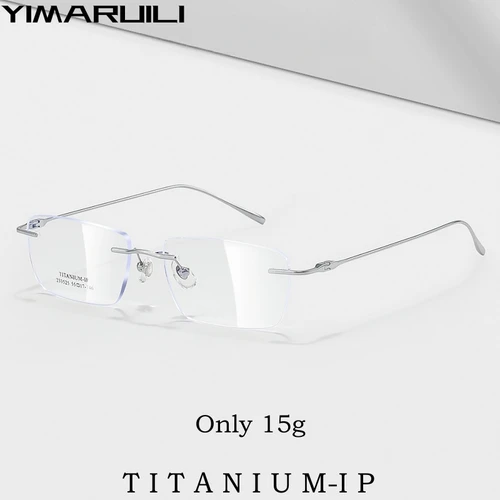 Imagen 2 del producto Montura de gafas YIMARUILI ultraligera sin montura para hombre, monturas de gafas simples de titanio puro de lujo súper ligeras para mujer 233525 WK