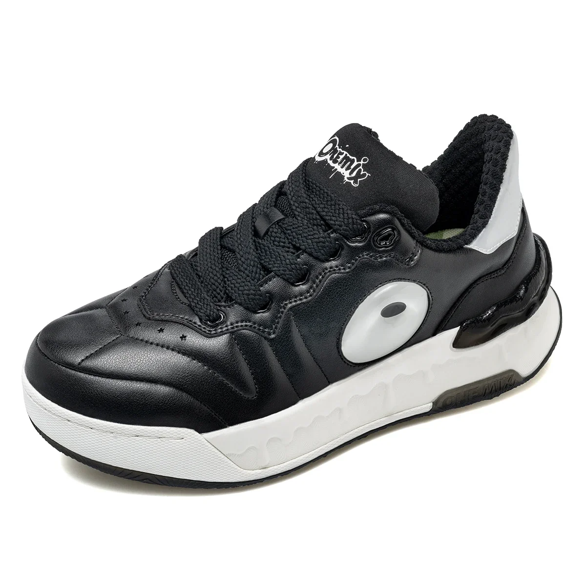 ONEMIX Winter Skateboarding Shoes Men Women Wear‑Resistant Retro All‑Match Height‑Increase Leather Casual Sneakers Size 47 3815