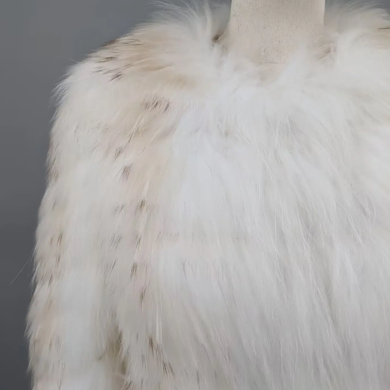 Women Off White Real Stitched Striped Fox Fur Short Coat Round Collar Lightweight Thin Winter Fur Outerwear For Mild Climate1138 view 5
