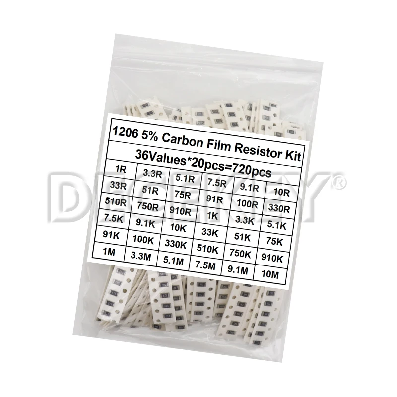 200pcs 660pcs 720pcs 4000pcs 0402 0603 0805 1206 1210 2512 smd resistor kit igmopnrq assorted kit 10k 100k 1k 1r 100r 220r 1% 5%