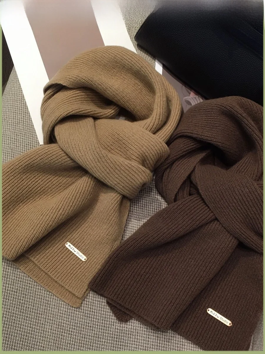 bhj-00-woolen-scarf-women's-extended-length-oulder-wrap-couple-pure-color-camere-ne-warmer-trendy-korean-sle