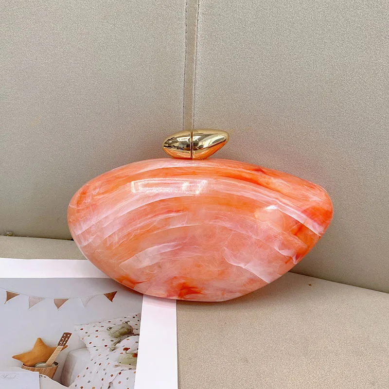 Stylish and Simple Marble Pattern Acrylic Bag Temperament Personalized Goose Egg niche Design Hand-Held Messenger Dinner Bag