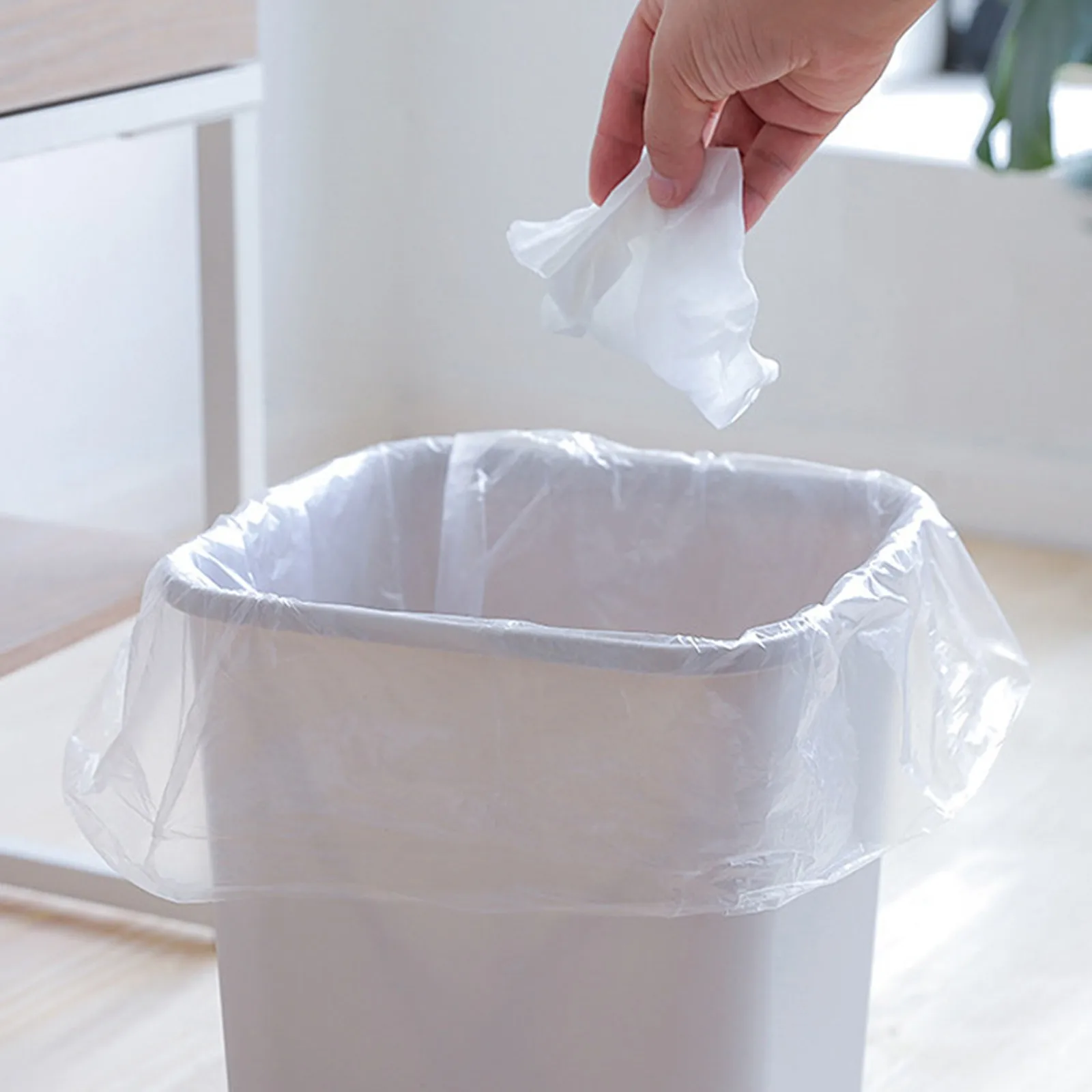 50/100pcs White Plastic Bag Supermarket Grocery Gift Shopping Bag With Handle Vest Bag Kitchen Storage Clean Garbage Bag