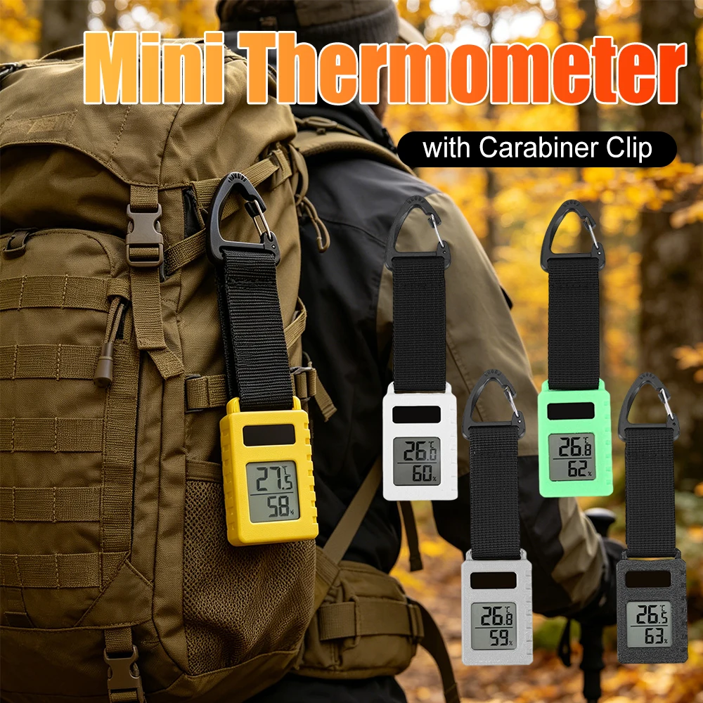 Pocket Thermometer with Carabiner Clip Portable Mini Thermometer Ultra Light 30g Travel Mountaineering Vehicle Pendant Keychain