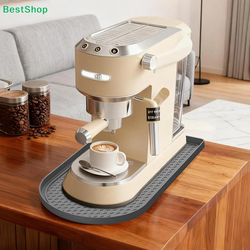 Non-Slip Waterproof Silicone Coffee Mat With Raised Lip For Coffee Machine Kitchen Counter Protector Espresso Maker Drying Mat