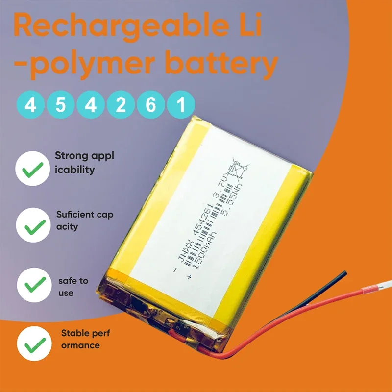 454261 3.7V 1500mAh rechargeable lithium polymer lithium-ion battery for Bluetooth camera power bank small audio lithium battery