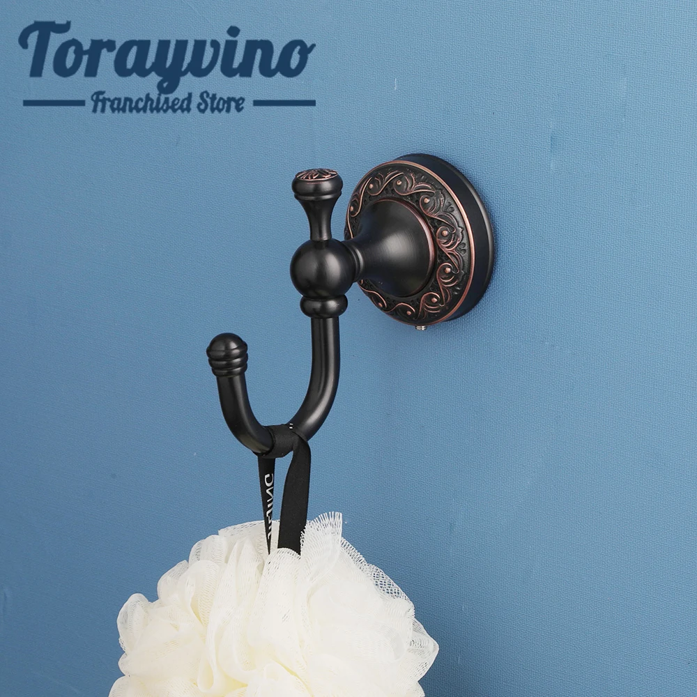 Torayvino Small Item Pendant Hook Shower Ball Hook Black Pendant Towel Rack Pendant Single Hook Punching Installation Deck Mount