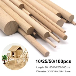 10-100PCS round wooden stick craft popsicle and model making cake needle DIY needle construction model woodworking
