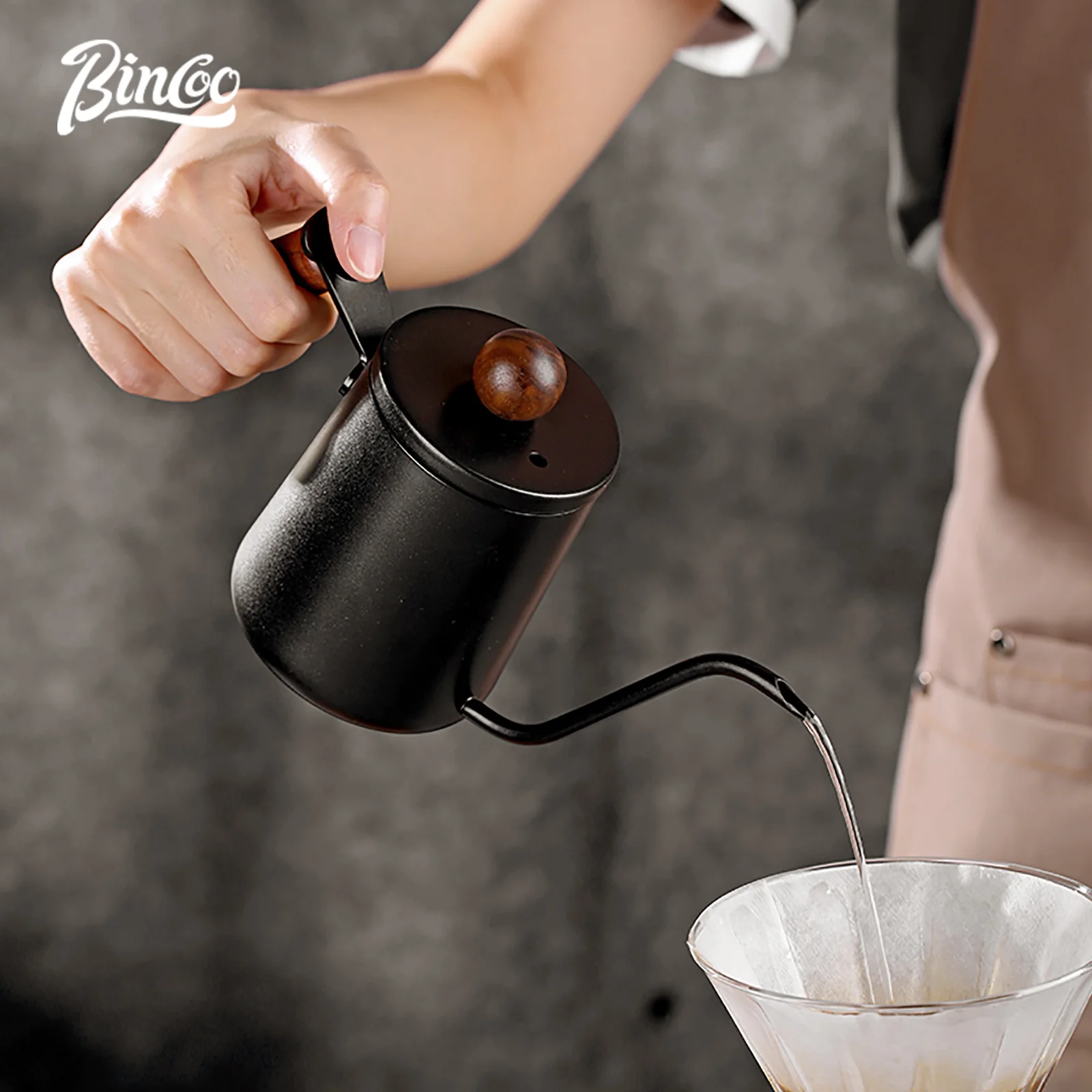 

Bincoo 350ml Portable Coffee Kettle Compact Gooseneck Design with Long Spout for Accurate Pouring Travel-Friendly Brewing