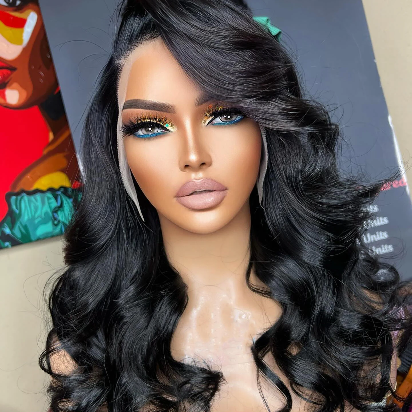 Side Part Loose Wave Synthetic Lace Front Wig For Black Women Baby Hair Soft  Long Glueless Preplucked Heat Resistant