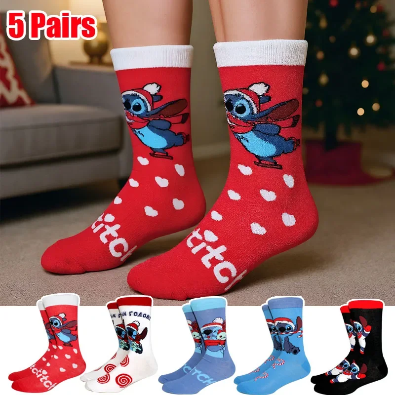 5 Pairs New Women Christmas Socks Cartoon Long Socks Winter Anime Creative Men‘s Socks Cosplay Outdoor Funny Couple Socks 36-44