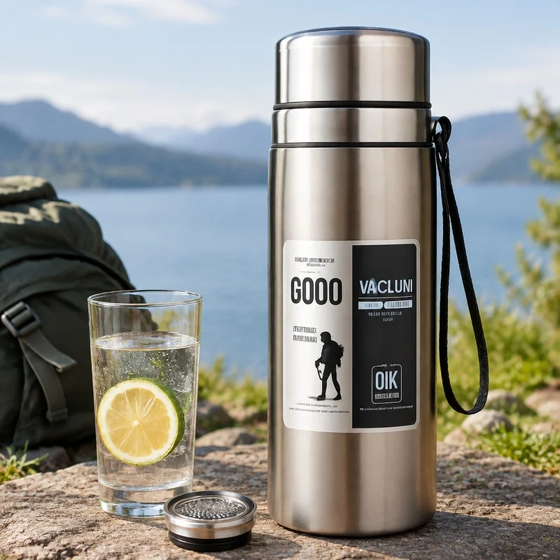 800/1000ml Stainless Steel Sports Water Bottle with Leak-Proof Seal and Portable Strap, High Capacity Vacuum Insulated Flask