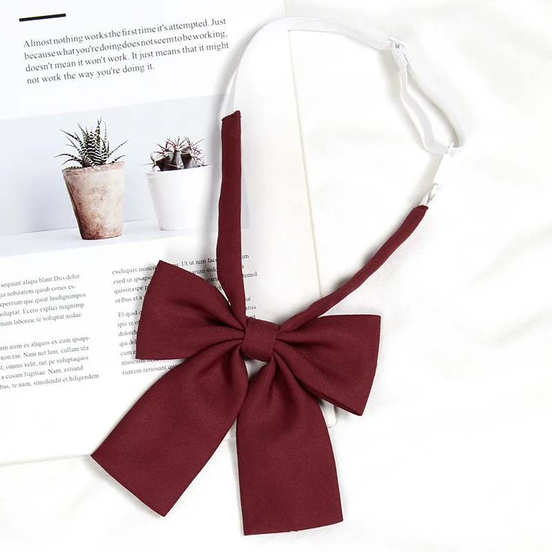Lazy JK Small Necktie Bowtie For Student Basic Style School Uniform Classic Ties Solid Bow Ties Cravats Girls Red Bowties