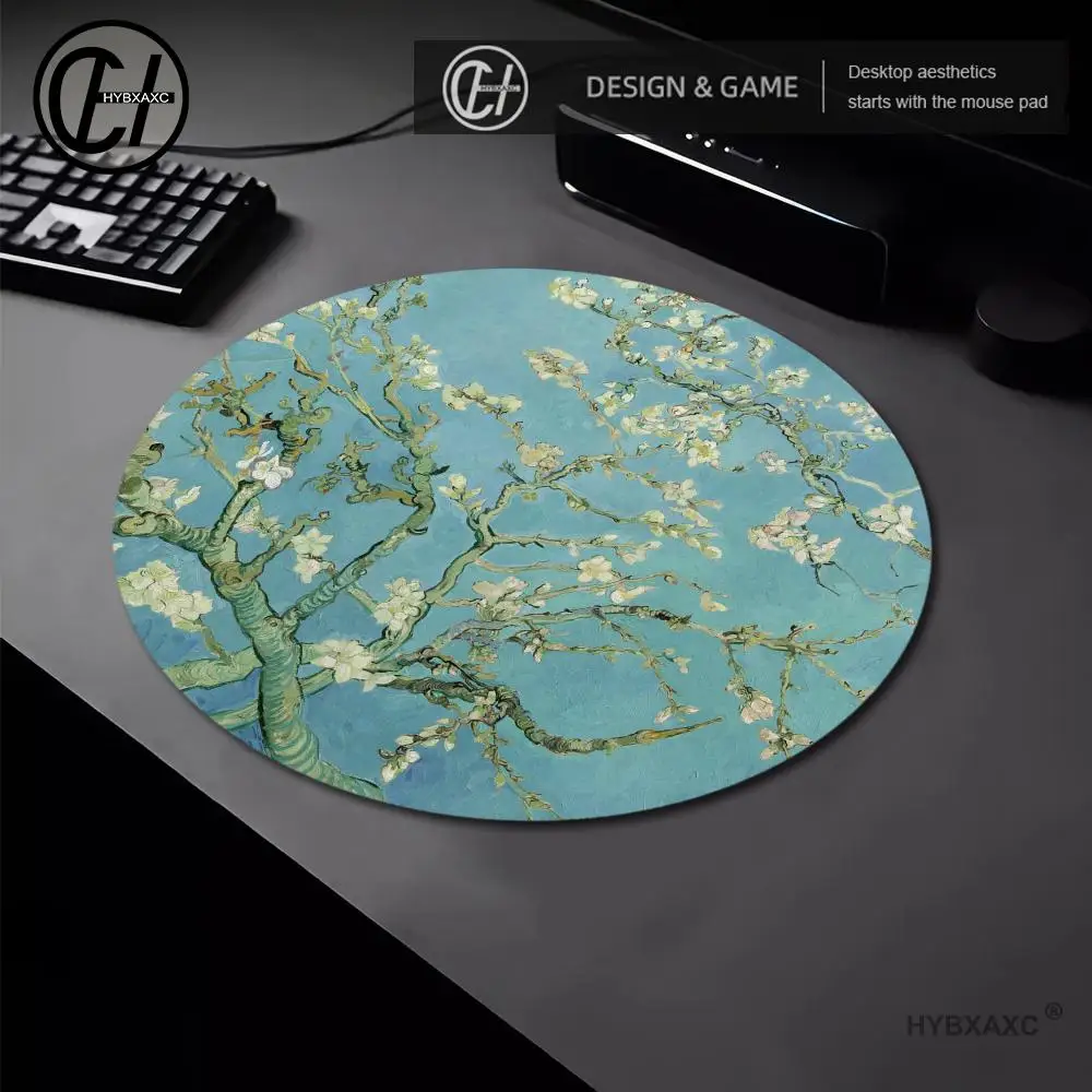 Van Gogh Oil Painting Anti-Slip Small Round Mousepad Mouse Pad for Home Office Gaming Desk Laptop Keyboard Accessories Decor Mat