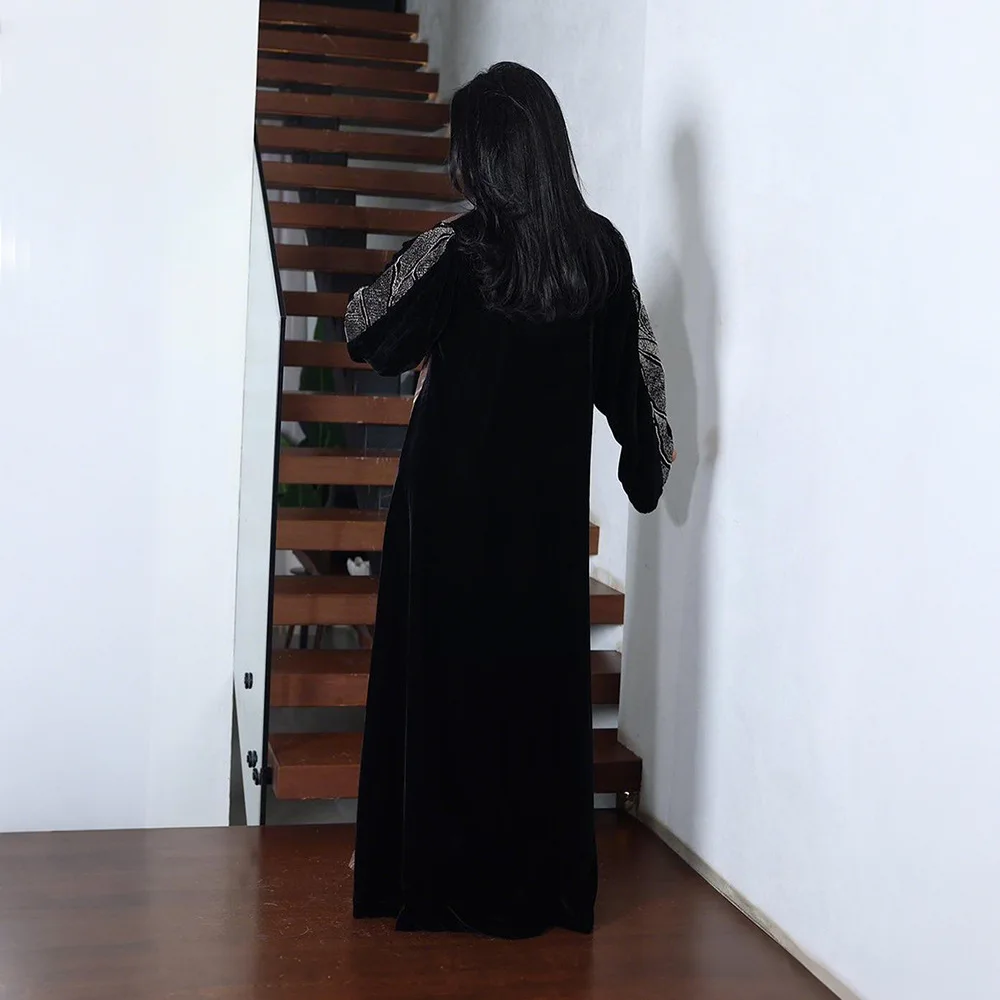 

Muslim Women Maxi Dress Dubai Abaya Diamonds Abbayas Turkey Kaftan Eid Islam Jalabiya Caftan Marocain Femme Robe Vestidos Gown