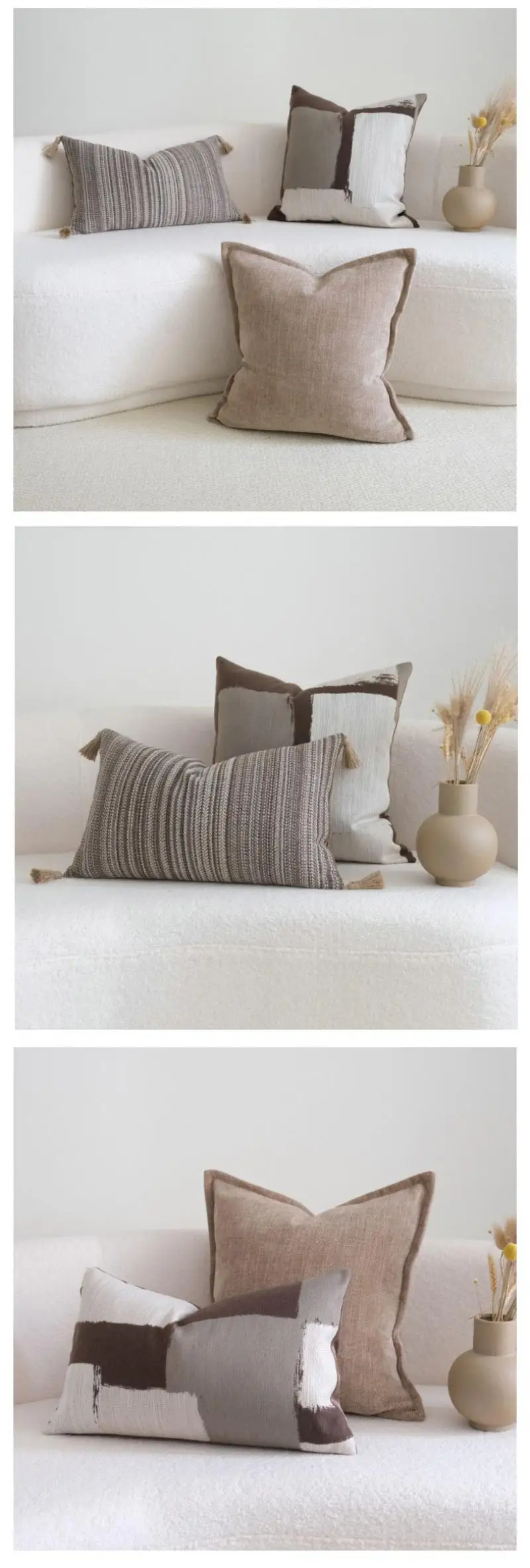 Wabi-Sabi-Stil Kaffeefarben Kissenbezug Chenille Sofa Dekokissenbezug Kopfteil Deko Kissenhüllen 30x50/45x45cm – Detail 3