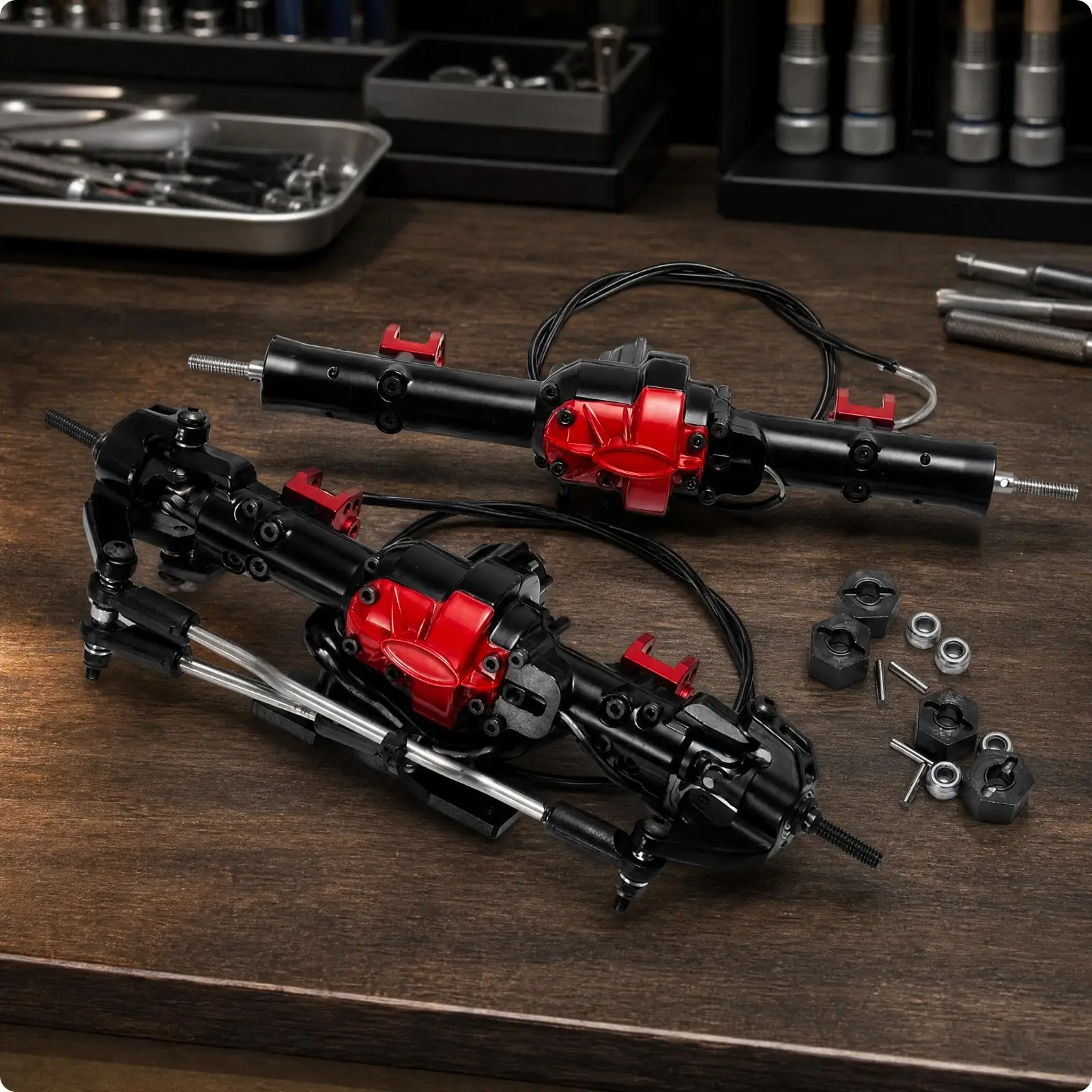 RC Upgrade Accessory Upgrade 1/10 D90 Metal Front and Rear Axle Assembly for Scale Builds, Trail Driving