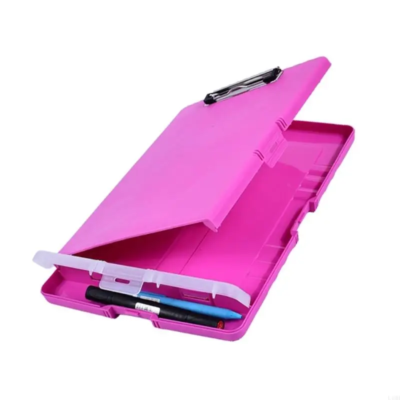 L4MD Portable File Case with Clipboard and Pen Box File Clipboard Writing Pad with File Case for Hospital Warehouse