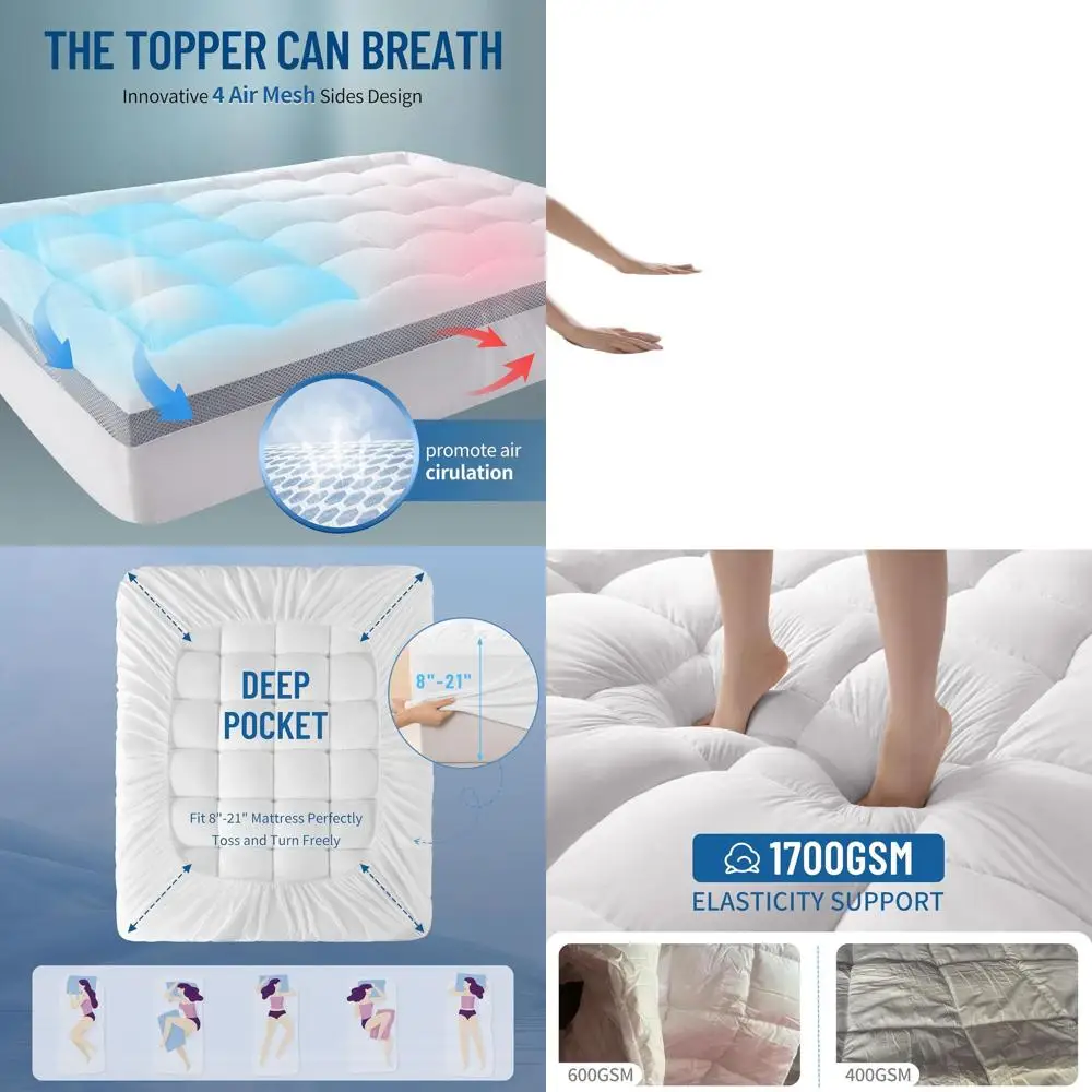 

Extra Firm Gel Memory Foam Mattress Topper with Pillow Top for Deep Pockets, 54x75