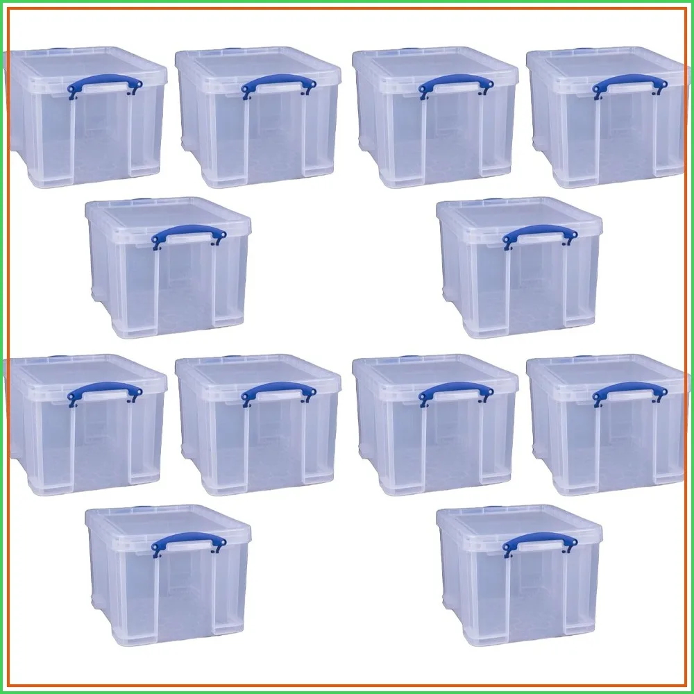32L Storage Bins with Snap Lid, 12 Pack | Clear Boxes for Home & Office