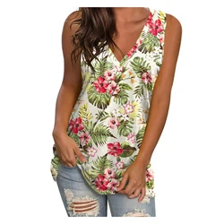 Flower Leaf 3D Printed Tank Tops Women's Casual Fashion Floral Streetwear Sleeveless V-Neck Vest Female Camisole Woman Clothing