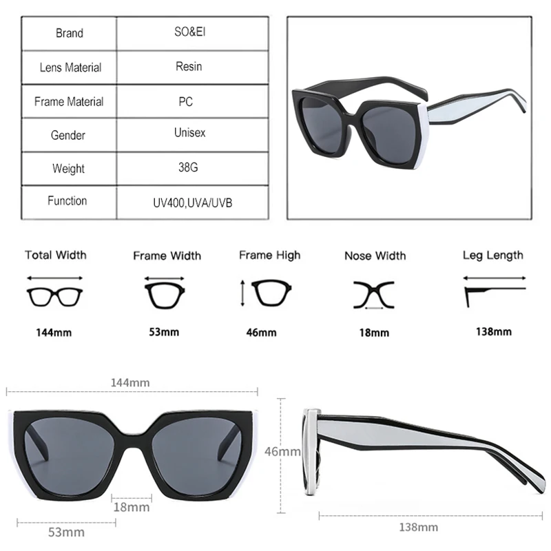 SO&EI Ins Popular Fashion Polygon Cat Eye Sunglasses Women Vintage Clear Gradient Shades UV400 Men Double Color Sun Glasses