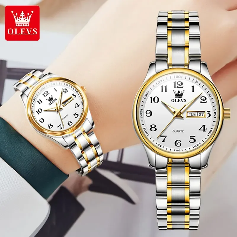 OLEVS 5567 Watch For Woman Original Luxury Brand Stainless Steel Waterproof Quartz Women's Watch Elegant Date Week Ladies' Watch