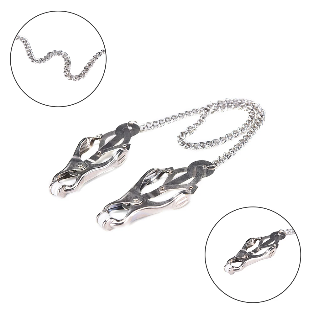 Stainless Steel Metal Chain Nipple Milk Clips Breast Clip Sex Slaves Nipple Clamps Sex Toys Butterfly Style For Couples