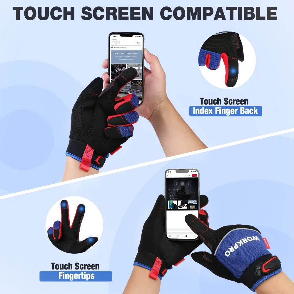 Touch Screen Full Finger Work Gloves Protection Gloves For Mechanic Working Men Work Gloves Coated Gloves Working Protection